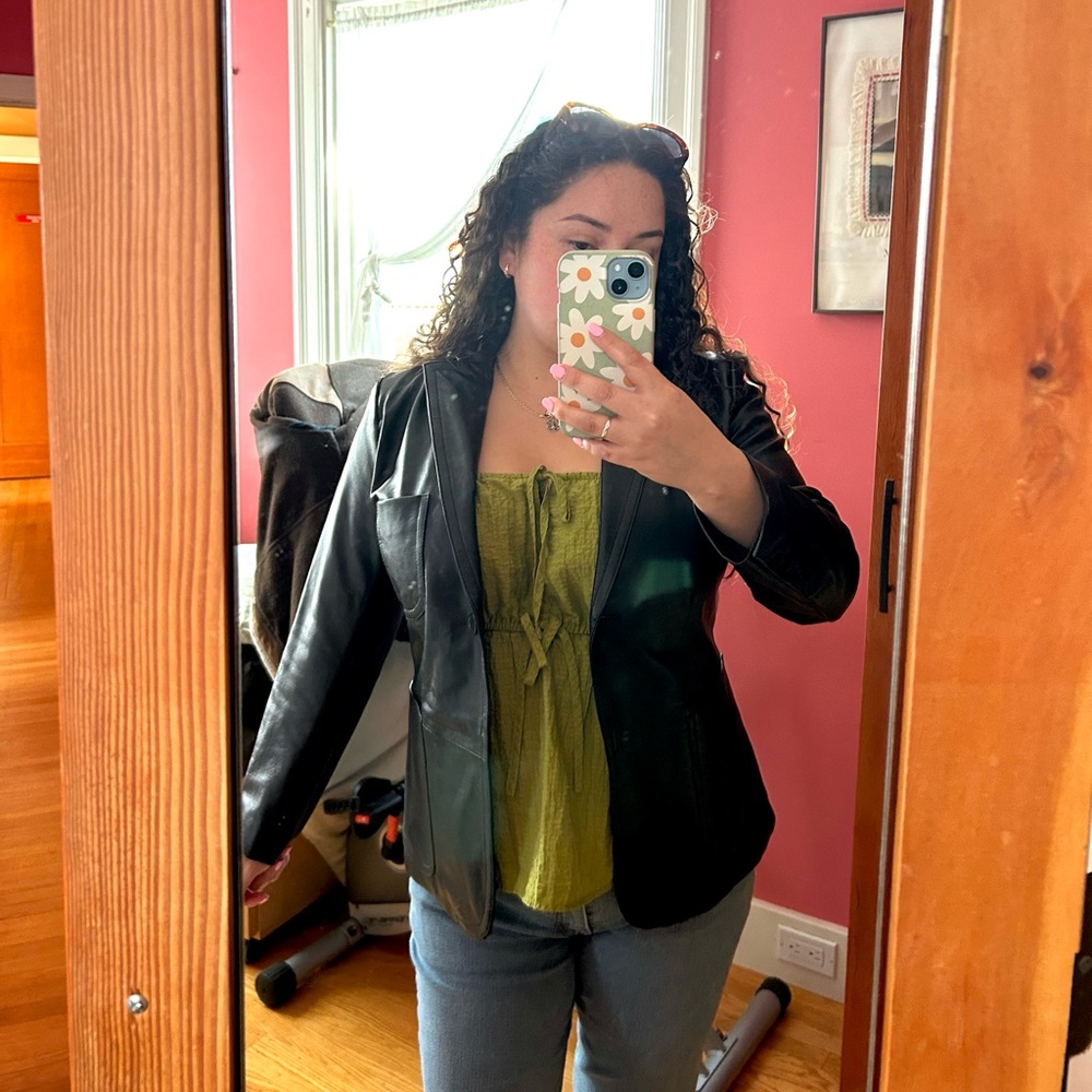 Vera Pelle Black Leather Blazer